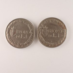 Itálie / 1 Lira 1922, 1924, 2 ks