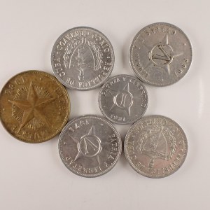 Kuba / 1 Peso 1983, 5 Centavos 1963, 1966, 1968, 1971, 1 Centavo 1981, 6 ks