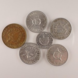 Kuba / 1 Peso 1983, 5 Centavos 1963, 1966, 1968, 1971, 1 Centavo 1981, 6 ks