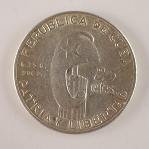 Kuba / 25 Centavos 1953, Ag,