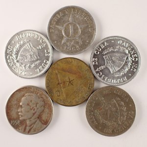 Kuba / 1 Centavo 1953, 1958, 1961, 1693, 1969, 1971, 6 ks