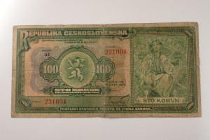 ČSR [1918 - 1939] / 100 Kč 1920, s Af, Bajer 16 b,