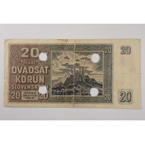 Slovenský štát [1939 - 1945] / 20 Ks 1939 s.Fe 60. Bajer 47b.perf.4 díry,