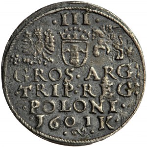 Sigismund III, Crown of Poland, trojak (triple groschen) 1601, Cracow