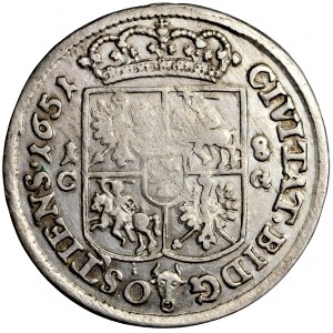 John Casimir, Crown of Poland, ort 1651, Bydgoszcz
