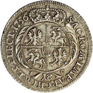 Augustus III, tymf (ort) 1756, Leipzig, E. Croll, Prussian forgery (ephraimite)
