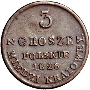 Nicholas I of Russia, 3 groschen of domestic copper (z miedzi kraiowey) 1826, Warsaw