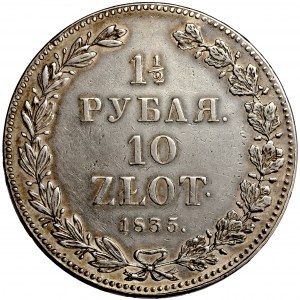 Territory annexed by Russia, 1½ rouble = 10 zlotys 1835, St. Petersburg