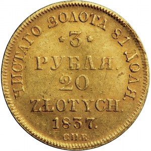 Territory annexed by Russia, 3 roubles = 20 zlotys 1837, St. Petersburg