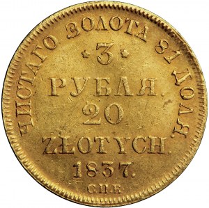 Polska, zabór rosyjski, 3 ruble = 20 złotych 1837, Petersburg