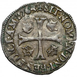 France, Henry III, douzain 1576, Lyon, mark: trefoil