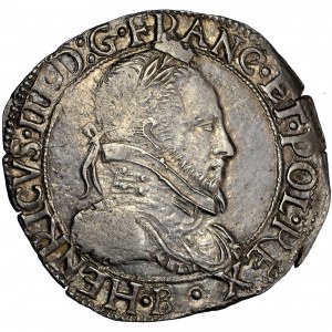 Frankreich, Heinrich III. (Heinrich der Valois), Halbfranken 1576, Rouen, Claude Leroux (Zeichen: Dornenkrone)