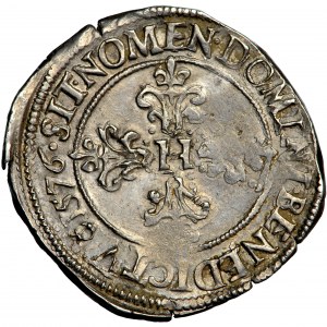 Francja, Henryk III (Henryk Walezy), pół franka 1576, Rouen, Claude Leroux (znak: korona cierniowa)