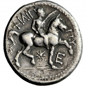 Ostkelten, Karpatenbecken, frühe Nachahmung der Tetradrachme Philipps II., Münzstätte unbestimmt, 4.-3. Jahrhundert v. Chr.