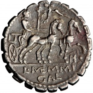 Republika Rzymska, L. Memmius Galeria, denar serratus, Rzym, 106 przed Chr.