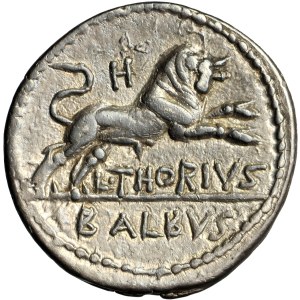 Roman Republic, L. Thorius Balbus, AR Denarius, 105 BC., Rome mint