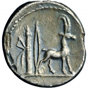 Roman Republic, Cn. Plancius. AR Denarius, 55 BC, mint of Rome.