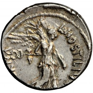 Roman Republic, L. Hostilius Saserna. Denarius, 48 BC, mint of Rome.