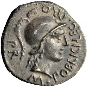 Roman Republic, Cn. Pompeius Magnus and M. Poblicius, denarius, 46-45 BC, uncertain Spanish mint