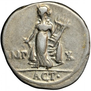 Roman Empire, Augustus (27 BC-AD 14), AR Denarius, 15-13 BC, mint of Lugdunum.