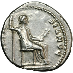 Cesarstwo Rzymskie, Tyberiusz (14-37 po Chr.), denar (biblijny ‘pieniądz podatkowy’), Lugdunum, ok. 15-37 po Chr.