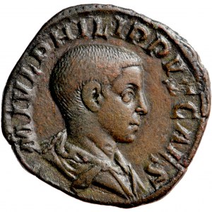 Cesarstwo Rzymskie, Filip II jako cezar (244-247), sesterc, Rzym, 244-246