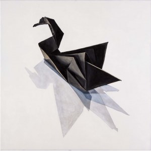 Barbara WRONISZEWSKA (ur. 1956), Czarny łabędź z cyklu: Origami czas zatrzymany; 2022