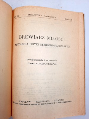 Romanowiczowa Z. - Brewiarz Miłości - Antologia liryki staroprowansalskiej - Warszawa 1963