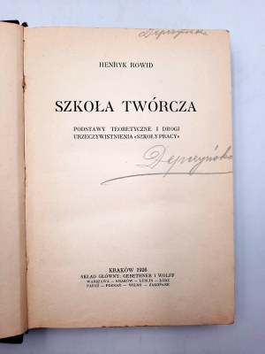 Rowid H. - Szkoła twórcza - Kraków 1926