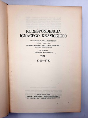 Mikulski T. (red.) - Korespondencja Ignacego Krasickiego - T.I-II - Wrocław 1958