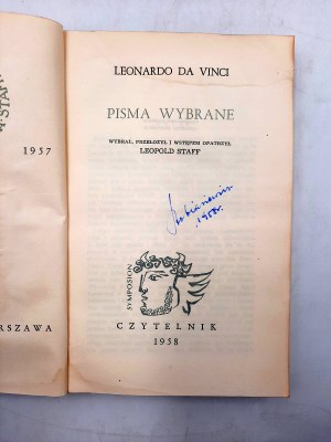 Leonardo Da Vinci - Pisma Wybrane - Warszawa 1958