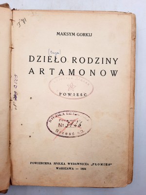 Gorkij M. - Dzieło Rodziny Artamonow - Warszawa 1934