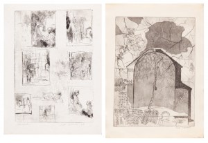 Ewa WIECZOREK (1947-2011), Zestaw dwóch prac: 1. Kompozycja z planami architektonicznymi 2. Studia figuralne, 1968
