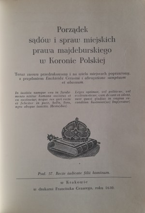 GROICKI Bartłomiej - Porządek sądów i spraw miejskich prawa majdeburskiego w Koronie Polskiej