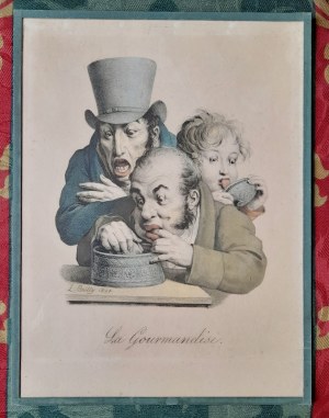 L. Boilly (1761-1845), La Gourmandise (Żarłoki) - 1824 - litografia