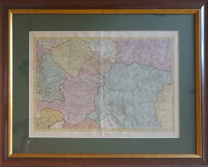 Anonimowy twórca, mapa Europy środkowej - RĘCZNIE KOLOROWANA, XVIII W.