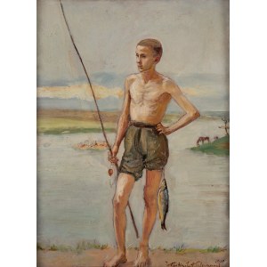 Wlastimil Hofman (1881 Praga - 1970 Szklarska Poręba), Mały wędkarz nad Wisłą, 1919