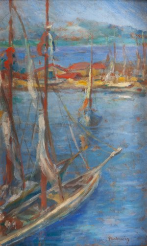 Józef Pankiewicz (1866 Lublin - 1940 La Ciotat, Francja), Łodzie w porcie w Saint-Tropez, 1909