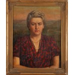 Bolesław Nawrocki (1877 Łódź - 1946 Pabianice), Portret damy ze sznurem pereł, 1945