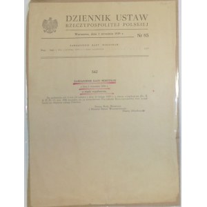 Dziennik Ustaw nr 85 z 1 września 1939 - Stan Wyjątkowy