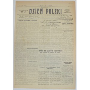 Dzień Polski (Kowno), 2 Sierpnia 1939 - Poparcie Anglii w sprawie Gdańska