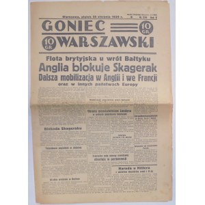 Goniec Warszawski 25 08 1939 - mobilizacja Anglii i Francji