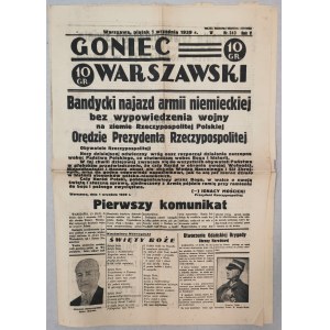 Goniec Warszawski 01.09.1939 - Bandycki najazd Niemiec [II wojna światowa]