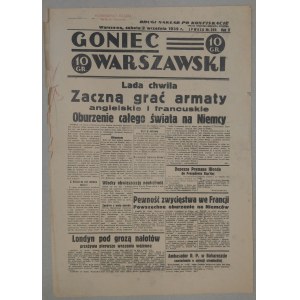 Goniec Warszawski 2 IX 1939 - egz. cenzorski