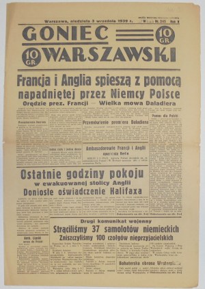 Goniec Warszawski 3 IX 1939, nr 245 pomoc aliantów