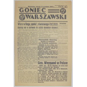 Goniec Warszawski 12 IX 1939 - Gen. Weygand w Polsce