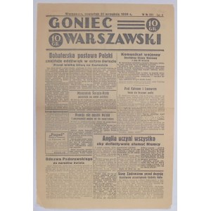 Goniec Warszawski 21 IX 1939 - bohaterska postawa Polski