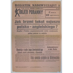 Kurjer Poranny - 25 sierpnia 1939 sojusz polsko-angielski