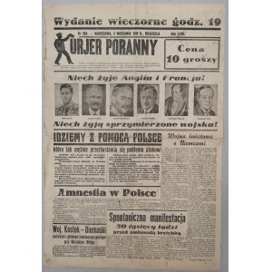 Kurjer Poranny 3 września 1939 - niech żyje Anglia i Francja
