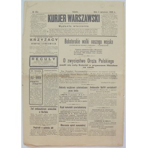 Kurjer Warszawski 2 września 1939 - Depesza prymasa Hlonda